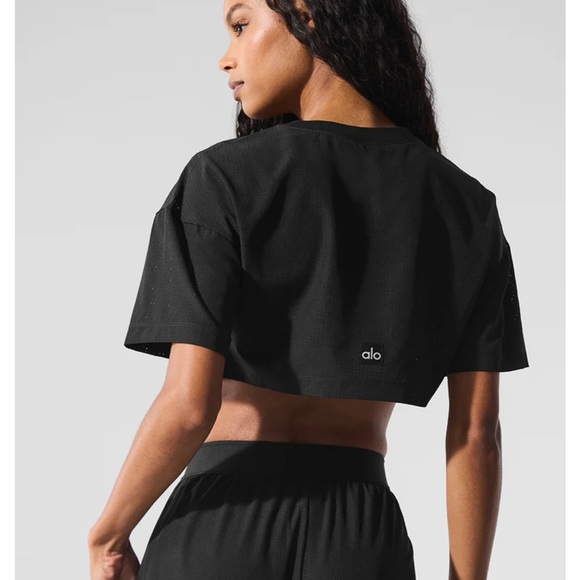 ALO Yoga SET.Mesh Cropped Mirage Tee. NWT. XS. With Mesh Mirage Short. NWT. XXS. - Picture 1 of 14